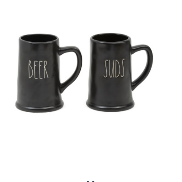NWT Rae Dunn Set of 2 Black Beer Steins Mugs